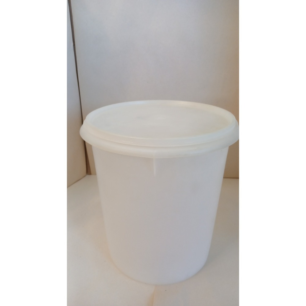 Tupperware 9qt Storage Canister Large White Good Vintage Round #s Matched Lid